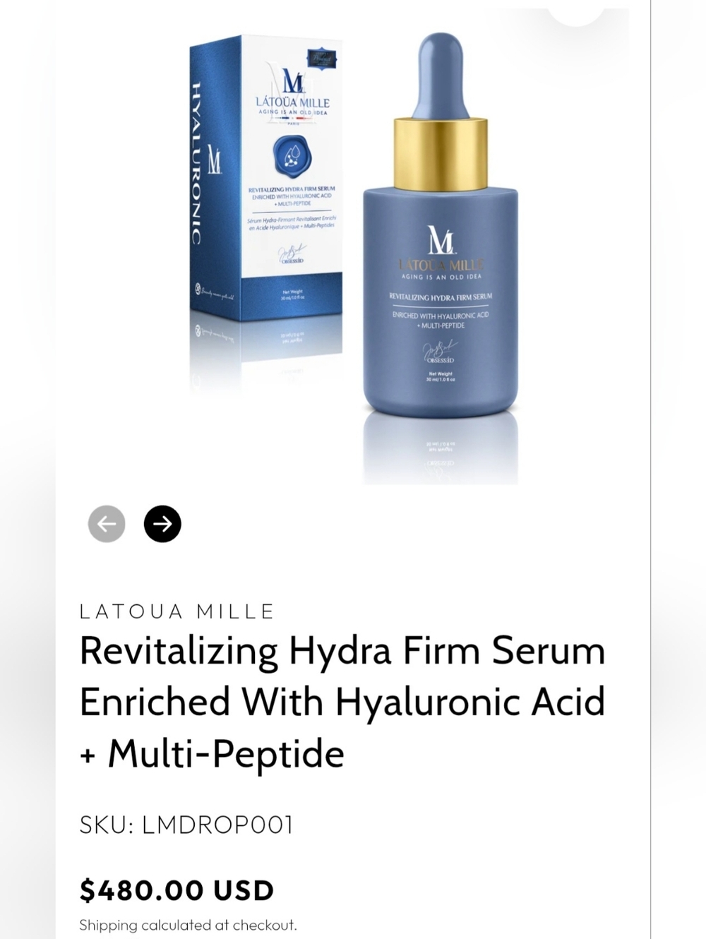 Latoua Mille Firming Serum with Multi-Peptide & Hyaluronic Acid